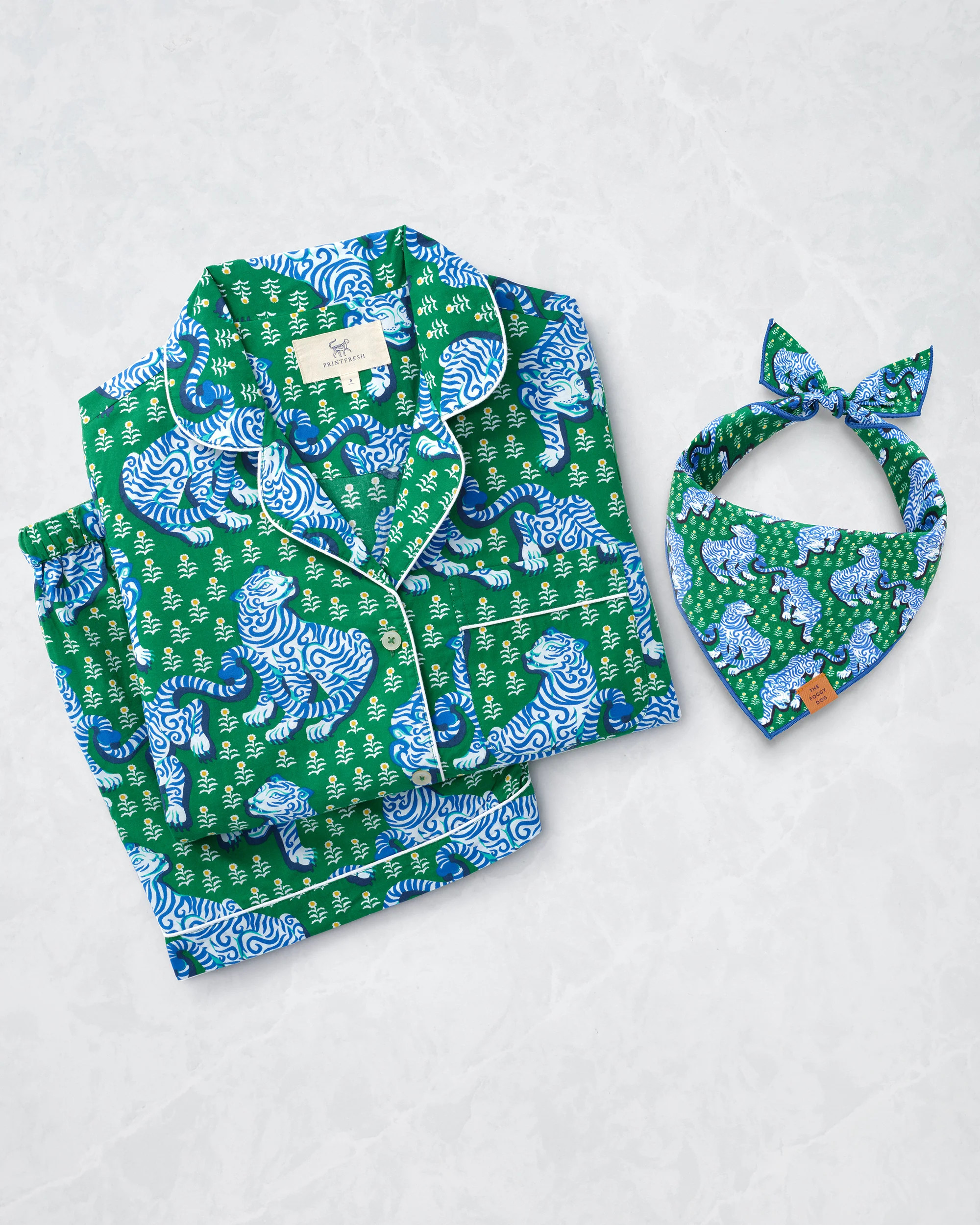 PF x The Foggy Dog Tiger Queen - Short Set & Dog Bandana Bundle - Mult | Printfresh
