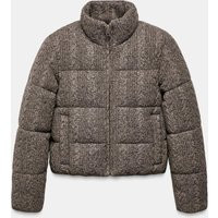 Zara - Thermal Insulated Cable Knit Bomber Anorak - Women - Gray - Women | Zara US