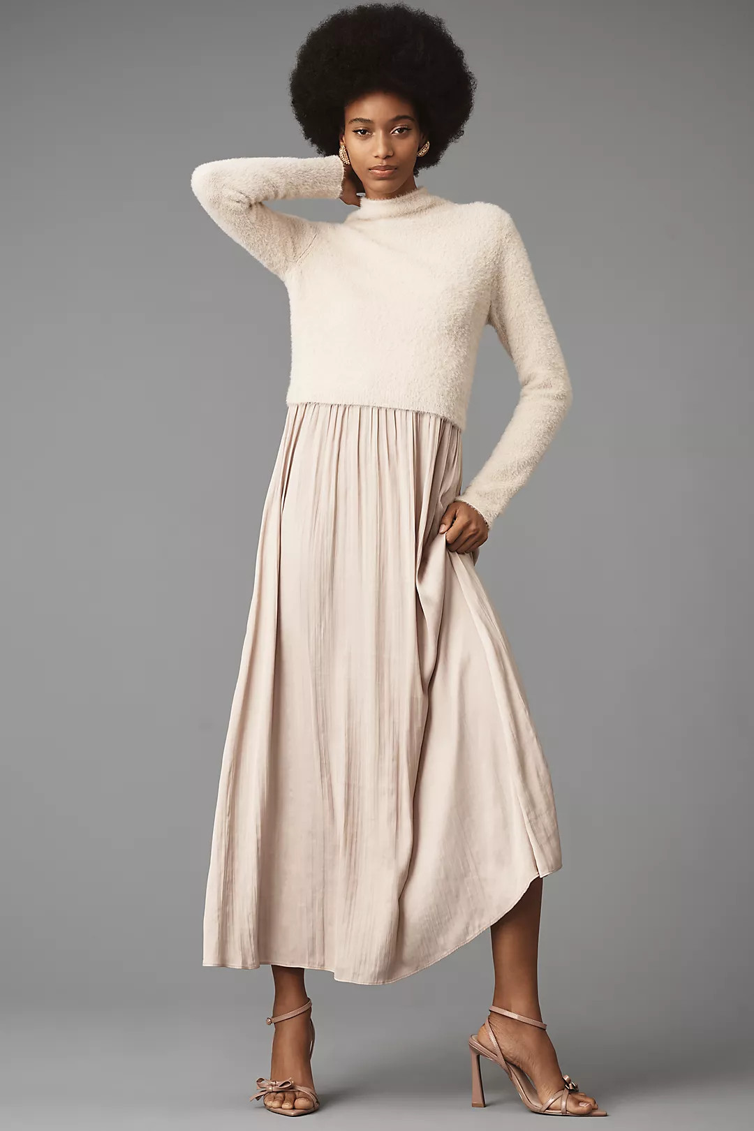 The Thea Long-Sleeve Eyelash Twofer Sweater Dress | Anthropologie (US)