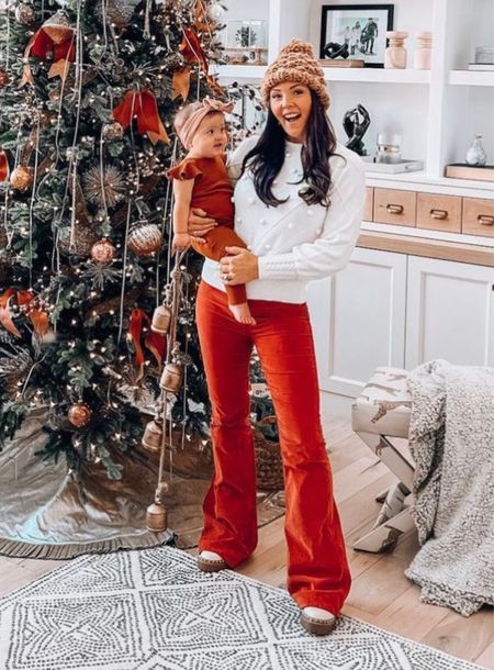 Best pull on elastic waist band corduroy bell bottoms. Comes in so many colors. 
Cream sweater $34.99- more colors 
Bone cobalt boots with Pearl detail on soles. Under $100
My fav realistic faux Christmas tree 
Charcoal and cream dotted wool rug

#LTKSeasonal #LTKHoliday #LTKsalealert