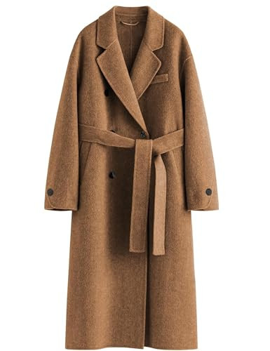 Peaceglad Winter Trench Coats for Women Trendy Long Pea Coat Double Breasted Button Lapel Belted Peacoat (Camel XL) | Amazon (US)