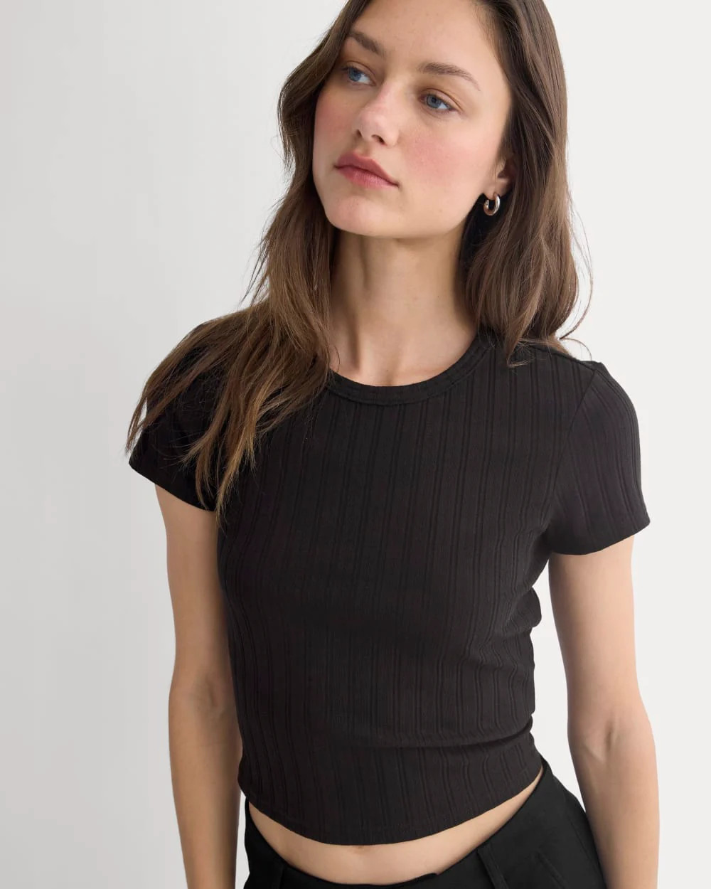Cropped Crew in Pointelle | Black | Everlane