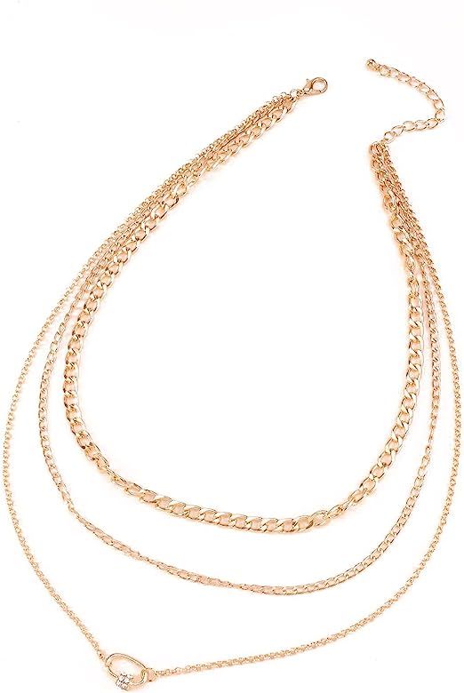 SHENHE Women's Gold Plated Pendant Layered Necklace Charm Paperclip Chain Jewelry | Amazon (US)