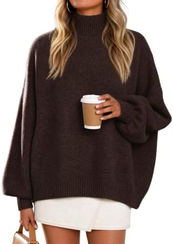 ZESICA Women's Fall Winter Long Sleeve Turtleneck Oversized Sweaters | Amazon (US)