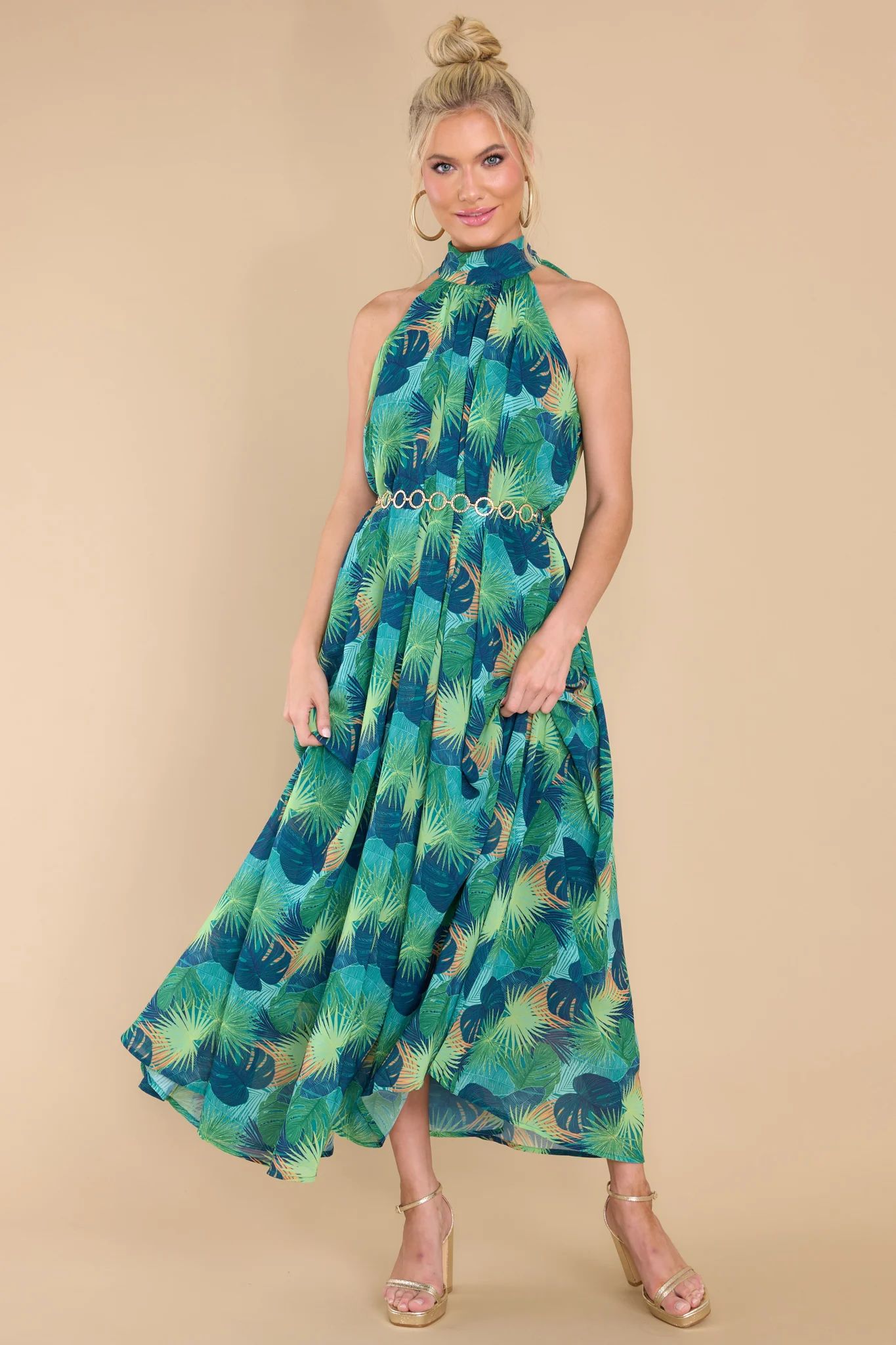 Find Me In Paradise Green Multi Print Maxi Dress | Red Dress 