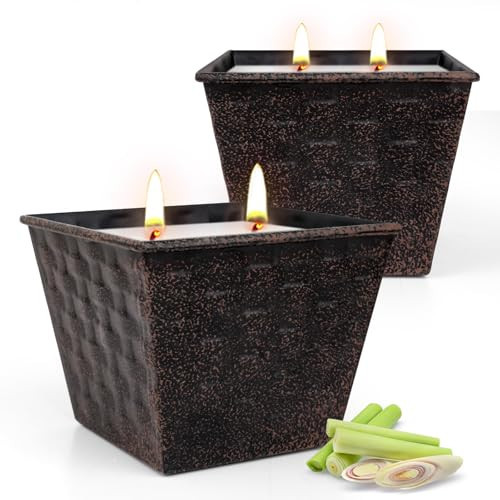 Citronella Candles Outdoor – 2 Pack, 12oz Each, Large Double-Wick Soy Wax Candles, 100-Hour Burn Time, for Patio, Camping, Backyard, Emergency & Survival | Amazon (US)