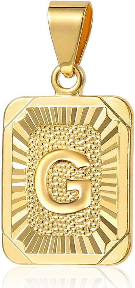 Trendsmax Rectangle Initial Letter Pendant Charm for Mens Womens Gold Plated Capital Letter Penda... | Amazon (US)