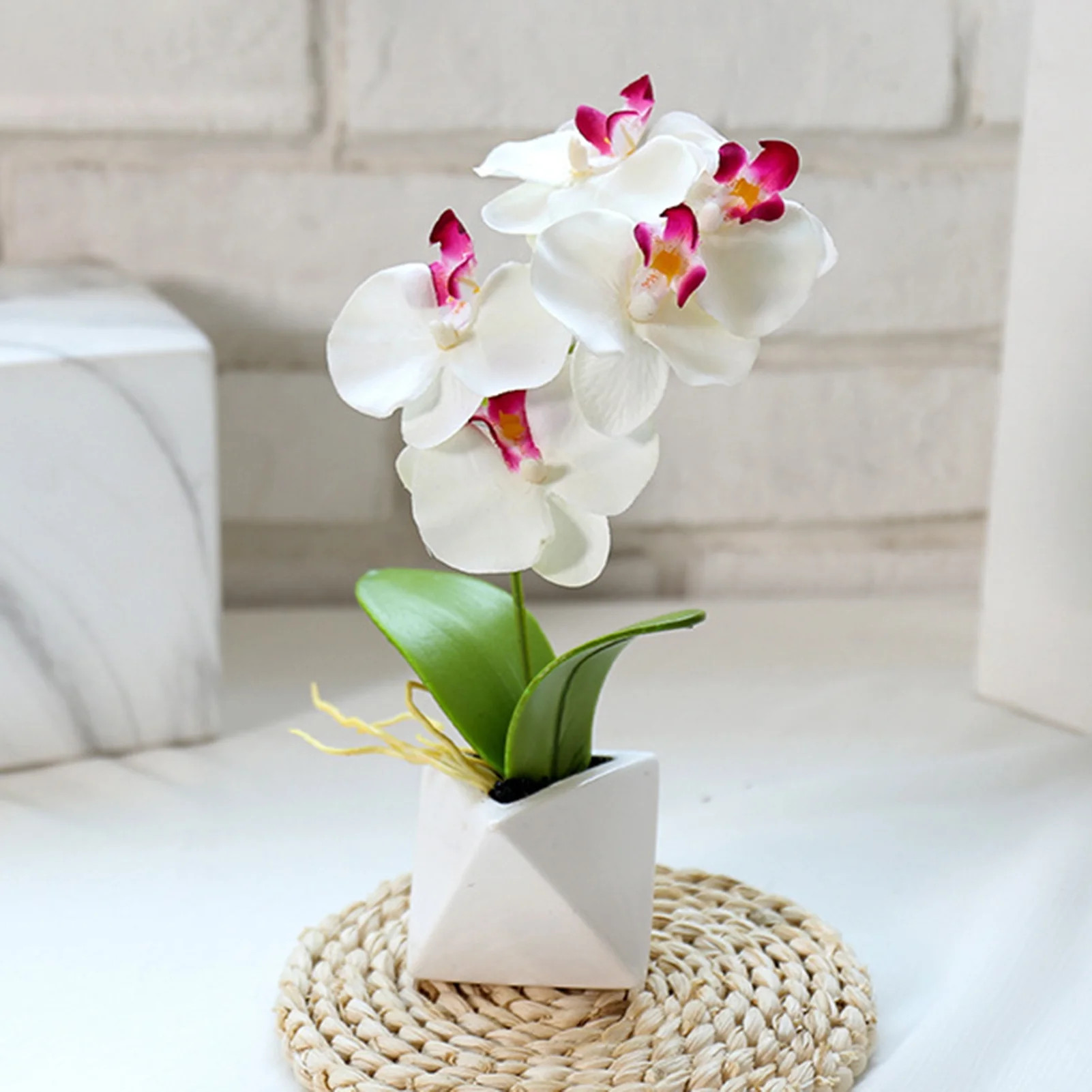 SPRING PARK Mini Phalaenopsis Orchid in Pot Artificial Home Office Desk and Garden Decor | Walmart (US)