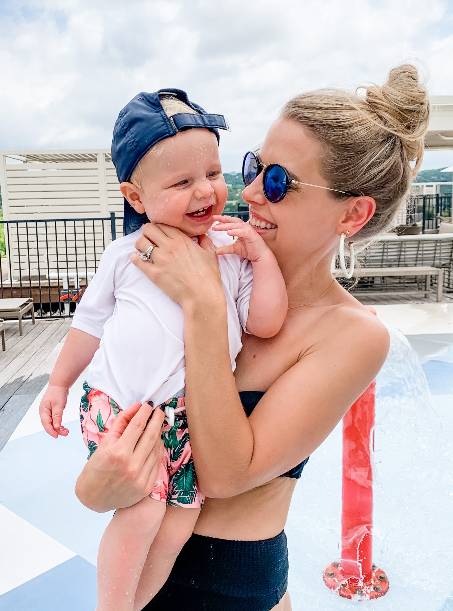 Toddler swim trunks 😍 This pink old navy set is the cutest with palm trees & flamingos. And the short sleeve rash guard is my favorite because it’s not so tight it’s impossible to take on and off when it’s wet but still has good sun coverage. The best part? It’s part of the family matching swim shop! So get yourself a mama + mini matching swimsuit (or printed swim trunks for dad to match) I also linked my classic black swimsuit (swimsuit bandeau top from target, and ribbed high waisted cheeky bikini bottoms from aerie) these swimsuit bottoms are the best! I’ve had them several years and they are my go to with any swim top bc I absolutely love the fit

Toddler boy splash pad / pool / beach outfit. Baby boy swimsuit. Summer, swimsuit, matching swimmies

#LTKbaby #LTKswim #LTKkids