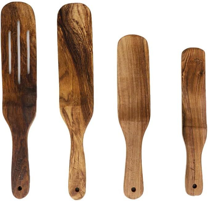 As Seen On TV Spurtle Kitchen tool set of 4 Pcs-USA made Acacia Wood Spoon for Cooking-Heat Resis... | Amazon (US)