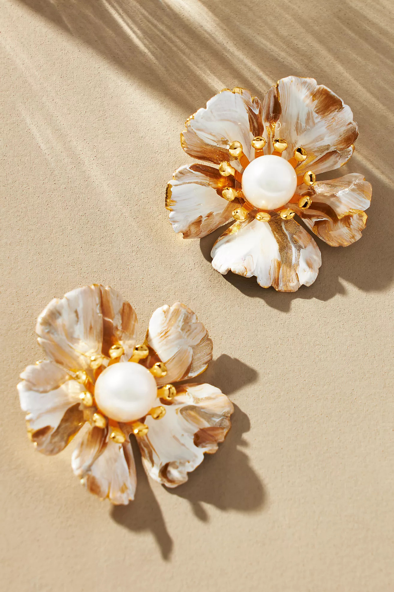 The Pink Reef Hand-Painted Pearl & Flower Earrings | Anthropologie (US)