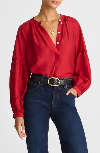 Madewell Shirred Balloon Sleeve Button-Up Top | Nordstrom | Nordstrom