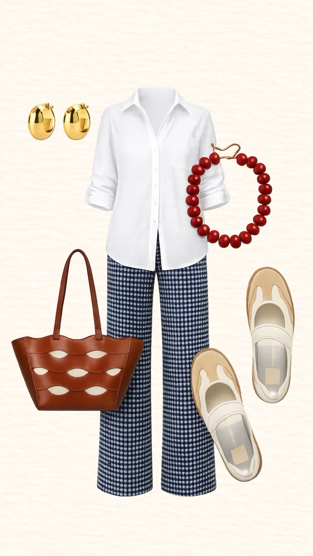 A crisp white button-down is one of the hardest-working pieces in any wardrobe! Pair it with gingham pants for a fresh summer look that's polished, comfortable, and easy to wear from workdays to weekend outings. The pop of red adds just the right amount of color, while the neutral accessories keep everything classic.

💡 LTK MADE EASY
❤️ Heart = Support my posts!
🔖 Save = Get sale & restock alerts
📋 Lists = Keep favorites organized
📲 Share = Send lists and products to a friend. Hello, Christmas List!
💬 Comment = Ask me anything about sizing or fit. :-)

#LTKootd #LTKOver40 #LTKSaleAlert