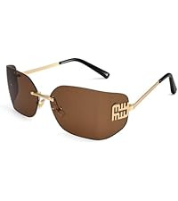 Dollger Rimless Y2K Sunglasses Women Retro Trendy Wrap Around Shield Frame Designer 90s Fashion G... | Amazon (US)