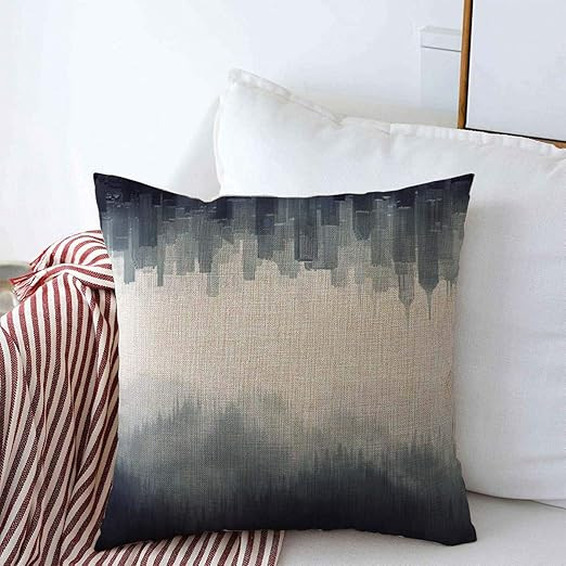 Starohou Throw Pillows Cover 20 x 20 Inches 3D Blue Skyline Forest City Haze Urban Parks Fog Moun... | Amazon (US)