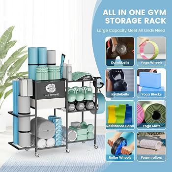 Yoga Mat Storage Rack，Home Gym Storage Rack Gym Workout Equipment Storage Organizer Fitness Wei... | Amazon (US)