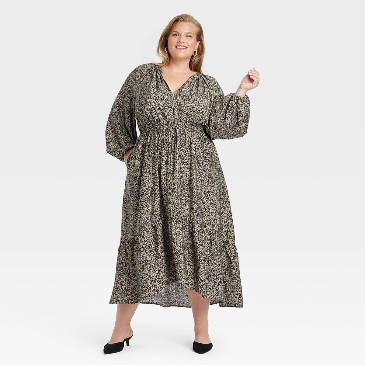 Women's Balloon Long Sleeve Tiered Midi Dress - A New Day™ | Target