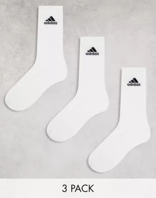adidas Training 3 pack cushioned crew socks in white | ASOS (Global)