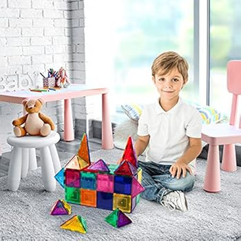 PicassoTiles 60 Piece Set 60pcs Magnet Building Tiles Clear Magnetic 3D Building Blocks Construct... | Amazon (US)