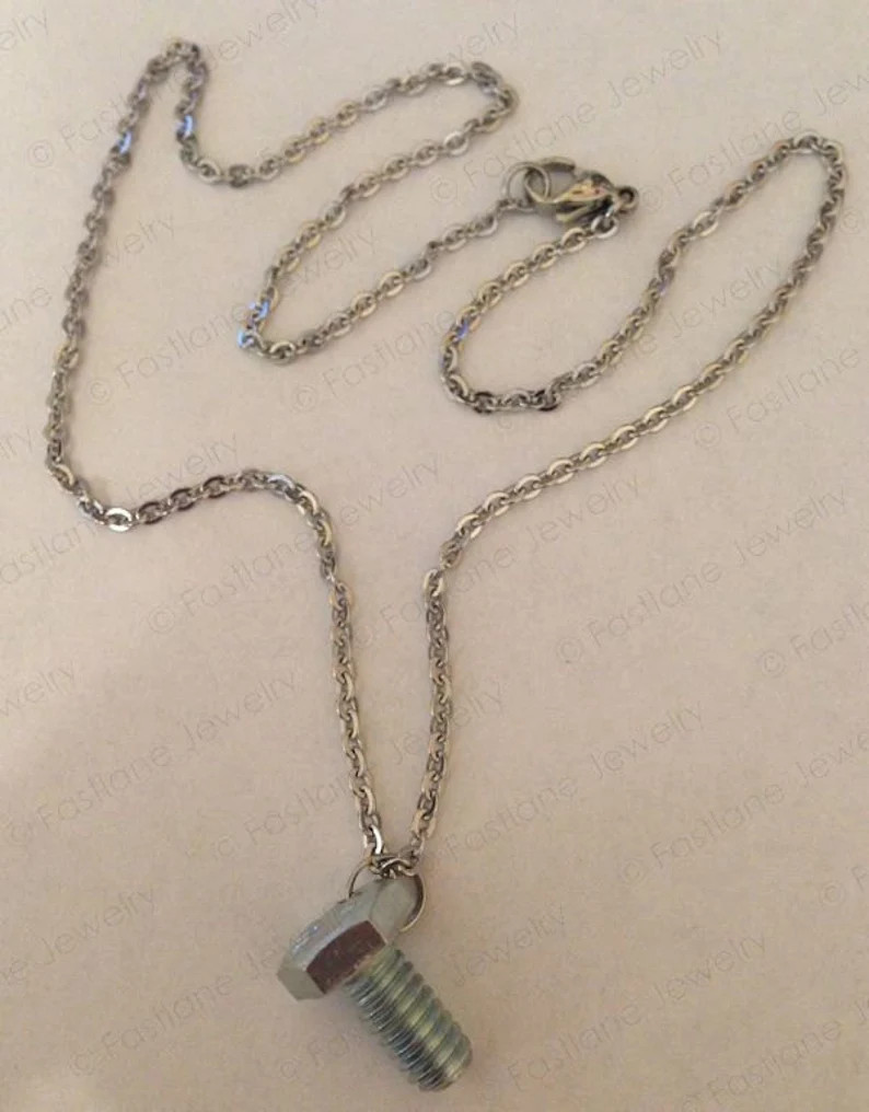 Hex Head Bolt Hardware Necklace- Racing Jewelry by Fastlane Jewelry - Etsy | Etsy (US)