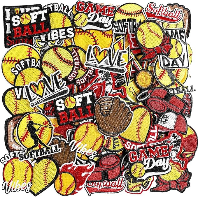 72 Pcs Softball Iron on Patches Embroidered Softball Patches Iron on Hat 36 Style Sport Ball Appl... | Amazon (US)