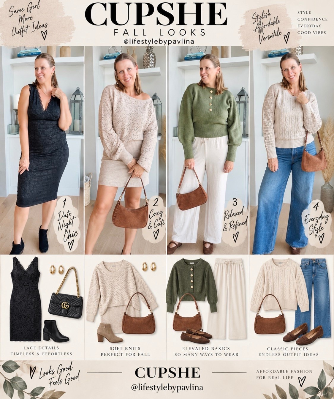 Fall looks from Cupshe
Use code “PAVLINA15”
Get 15% off

Fall styles, fall sweaters, lbd, effortless styles, elevated casual outfit, straight leg jeans, lodge pants

#LTKootd #LTKSeasonal #LTKSaleAlert