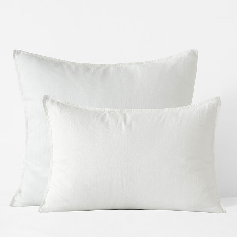 Premium Breathable Washed Linen Solid Sham - White, Euro | The Company Store