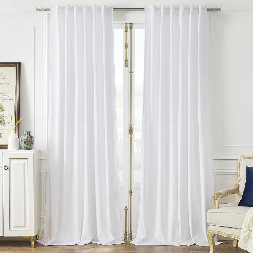 Timeper White Velvet Curtains 108 inches - Holiday Decor Luxury Curtains Privacy Protect Drapes f... | Amazon (US)