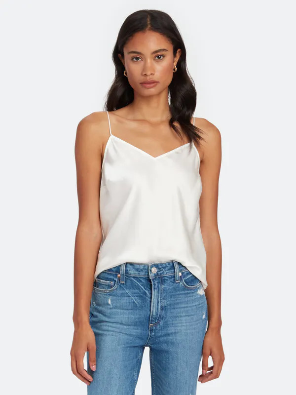 PAIGE Cicely V-Back Silk Cami - White - XS | Verishop