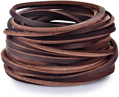 TeeLiy 3mm Flat Genuine Leather Strip Cord Lace Full Grain Cowhide Leather Cord Lacing Braiding S... | Amazon (US)