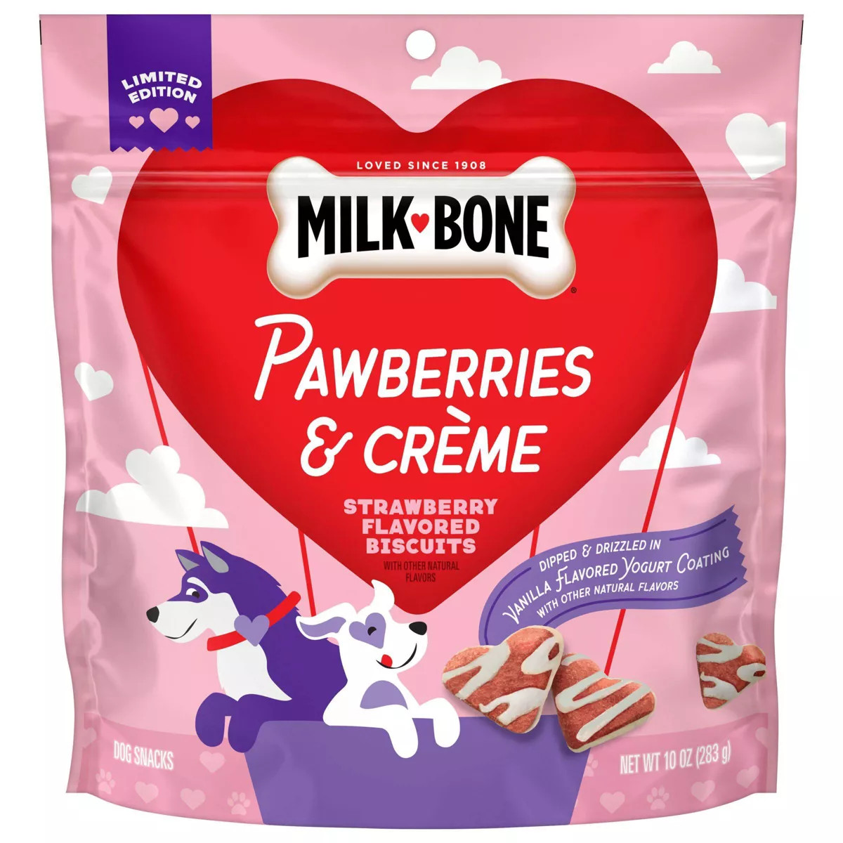 Milk-Bone Pawberries & Creme Strawberry, Yogurt and Vanilla Flavor Crunchy Dog Treat Biscuits - 1... | Target