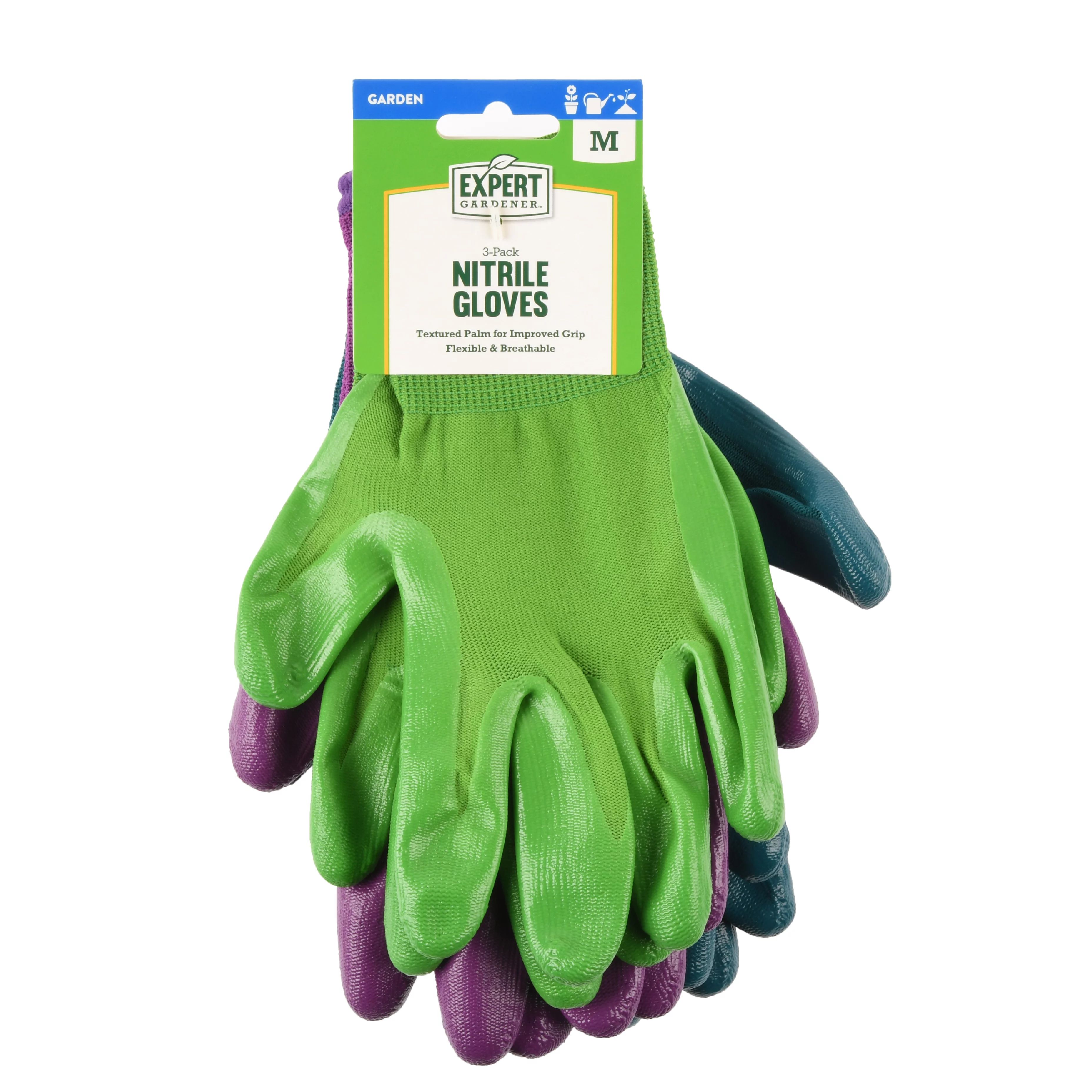 Expert Gardener Women's Medium Nitrile Dipped Garden Gloves, 3 Pair | Walmart (US)