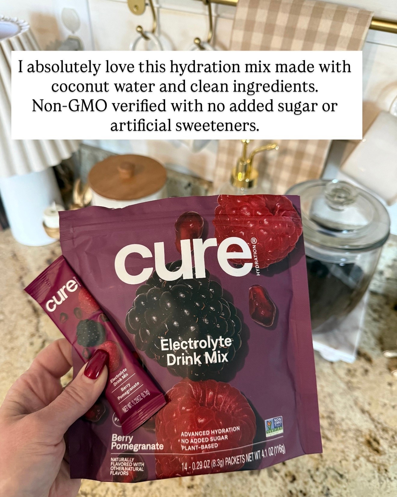 Cure Hydration Electrolyte Drink Mix | Coconut Water Electrolytes with No Added Sugar

Follow @farmtotablecreations on Instagram for more home finds, kitchen favorites, and everyday essentials.

This electrolyte drink mix is one of my favorite ways to stay hydrated throughout the day. Made with coconut water and clean ingredients, it’s Non-GMO verified and contains no added sugar or artificial sweeteners. Just mix a packet with water for a refreshing berry pomegranate drink that’s easy to keep on hand at home or on the go.

#hydration #electrolytes #drinkmix #healthydrinks #wellnessfinds #kitchenfavorites #amazonfinds

#LTKgrwm #LTKdayinmylife #LTKActive