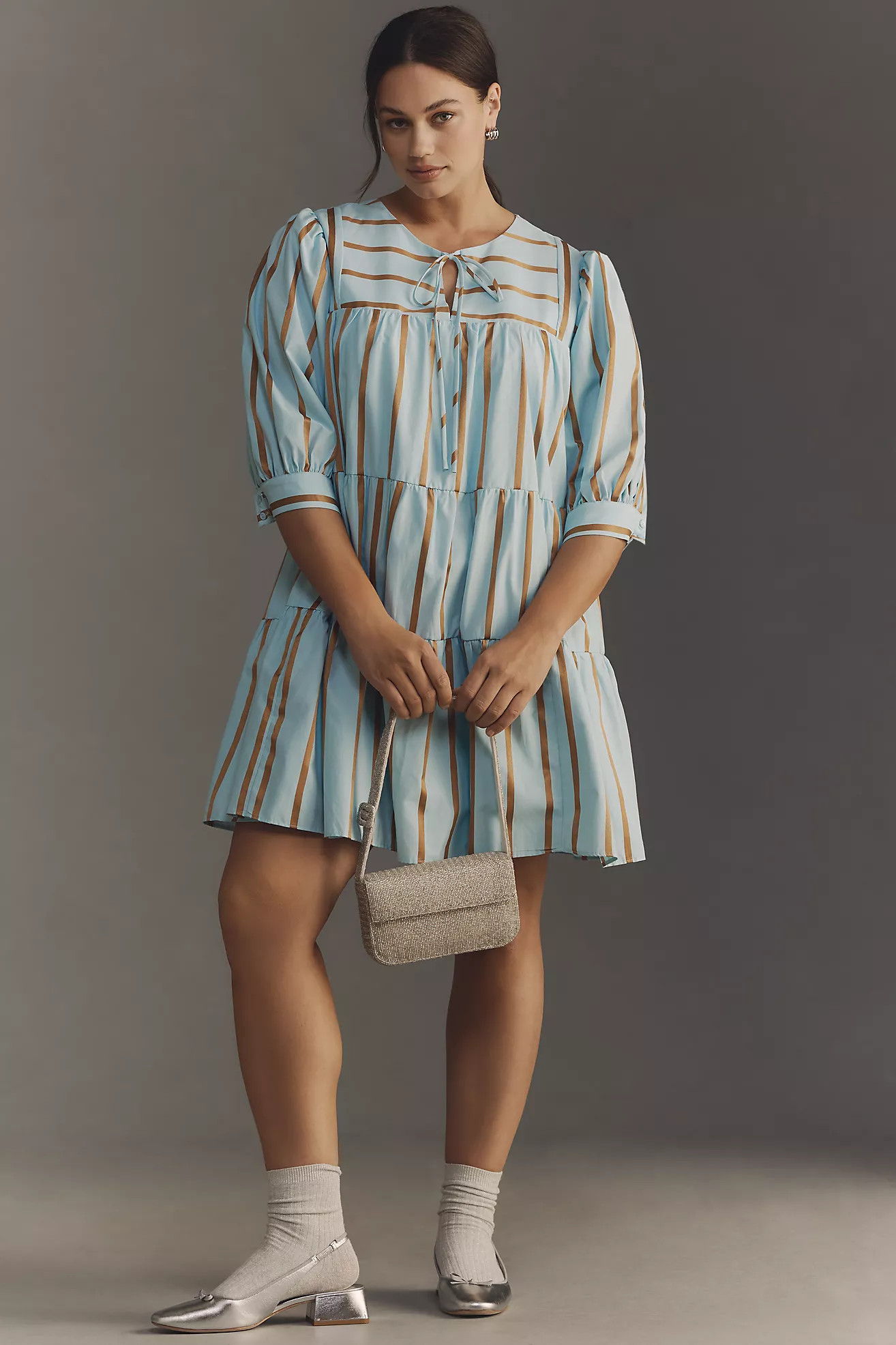 English Factory Plus Tie-Neck Mini Dress | Anthropologie (US)