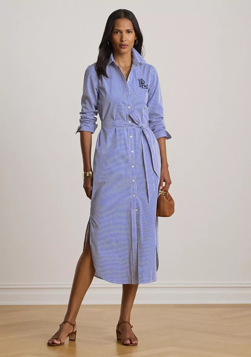 Women's Striped Cotton Broadcloth Shirtdress | Belk