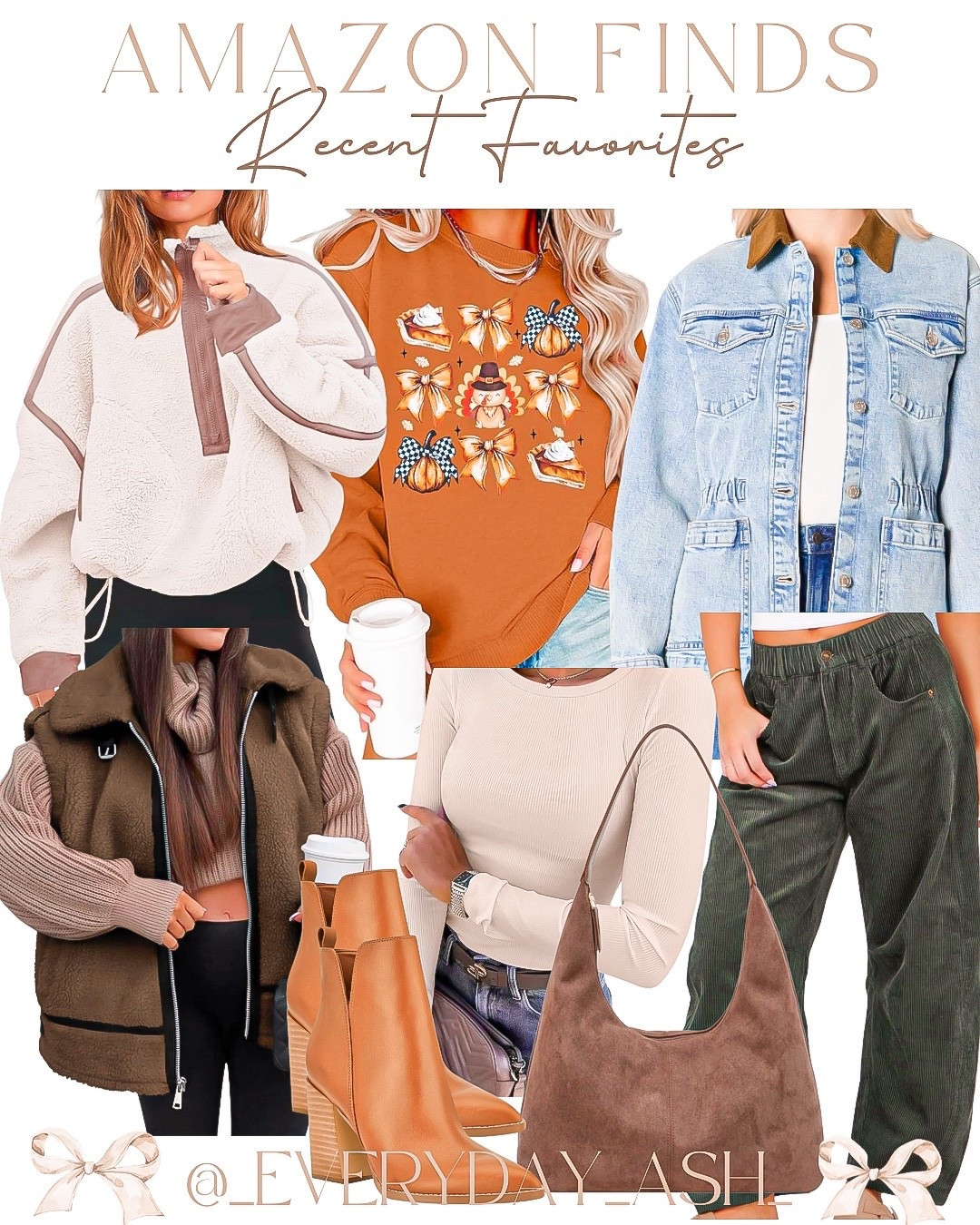 Amazon // recent favorites 

Fall fashion, Amazon fashion, fall sweater, Thanksgiving outfit, pullover, denim jacket, fall vest, suede handbag, fall boots 

#LTKSeasonal #LTKStyleTip #LTKHoliday