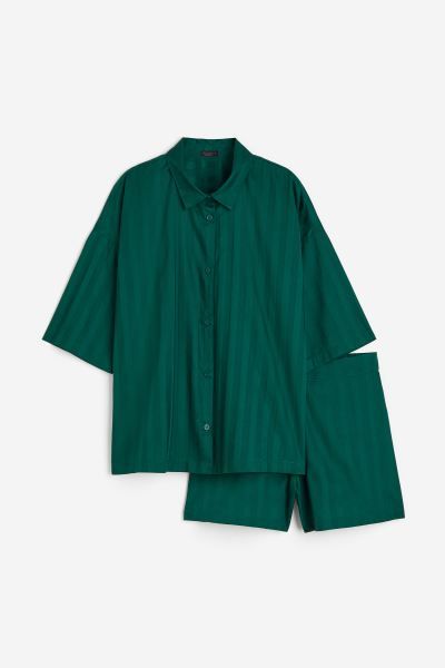 Cotton Sateen Pajama Shirt and Shorts | H&M (US + CA)