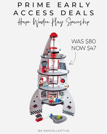 It’s like a doll house for boys, this beautiful wooden spaceship is about as tall as your toddler and is currently only $47 during the Amazon prime early access sale. #GiftsForKids #SpaceshipToys #PrimeEarlyAccess #woodentoys