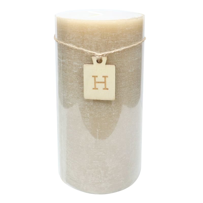 Tan Unscented Pillar Candle, 4x8 | At Home