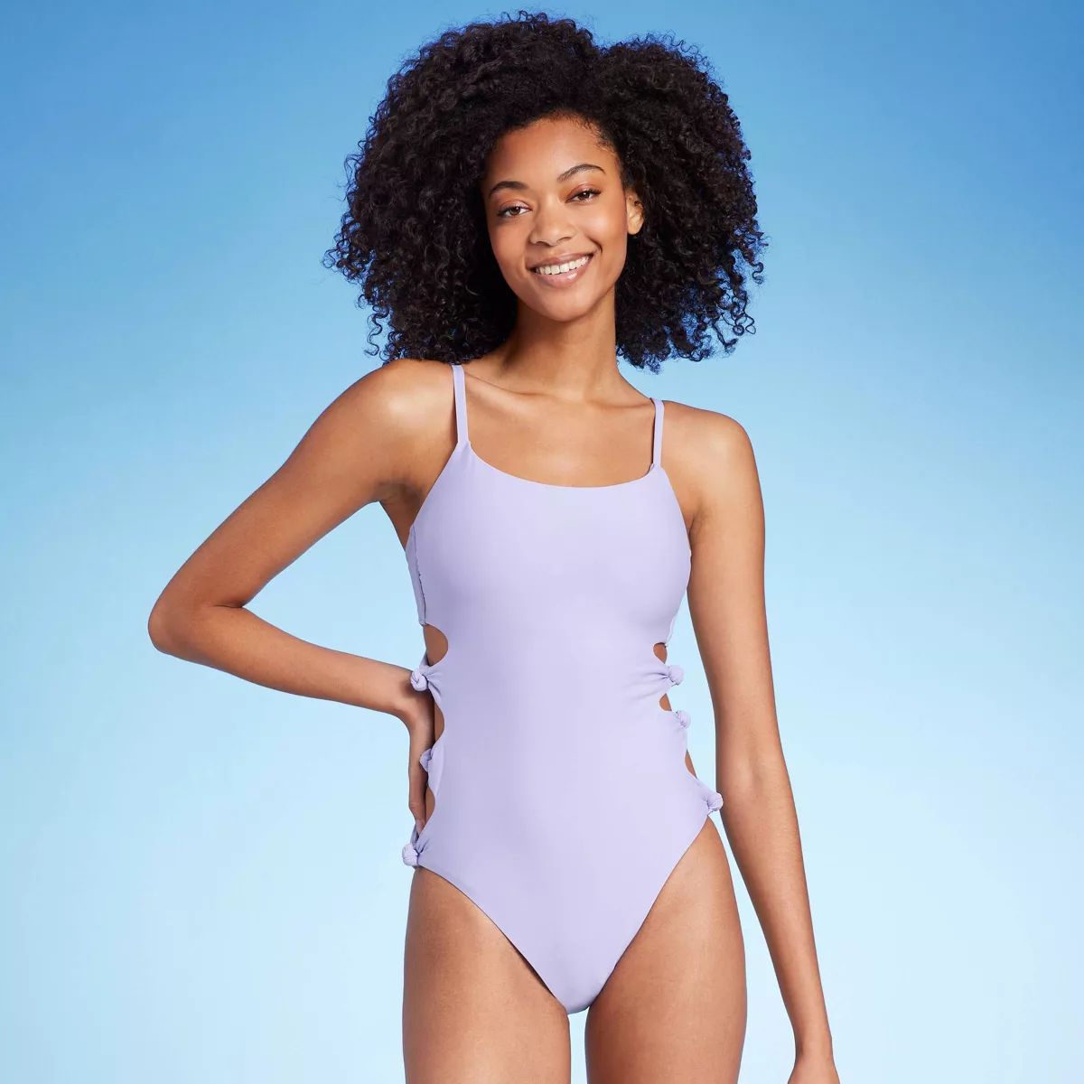 Women's Cut Out Knotted One Piece Swimsuit - Shade & Shore™ Lilac Purple | Target
