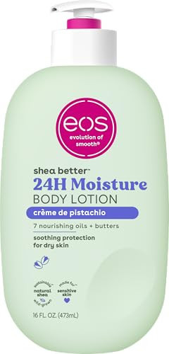 eos Shea Better Body Lotion- Crème de Pistachio, 24-Hour Moisture Skin Care, Lightweight & Non-Greasy, Made with Natural Shea, Vegan, 16 fl oz | Amazon (US)
