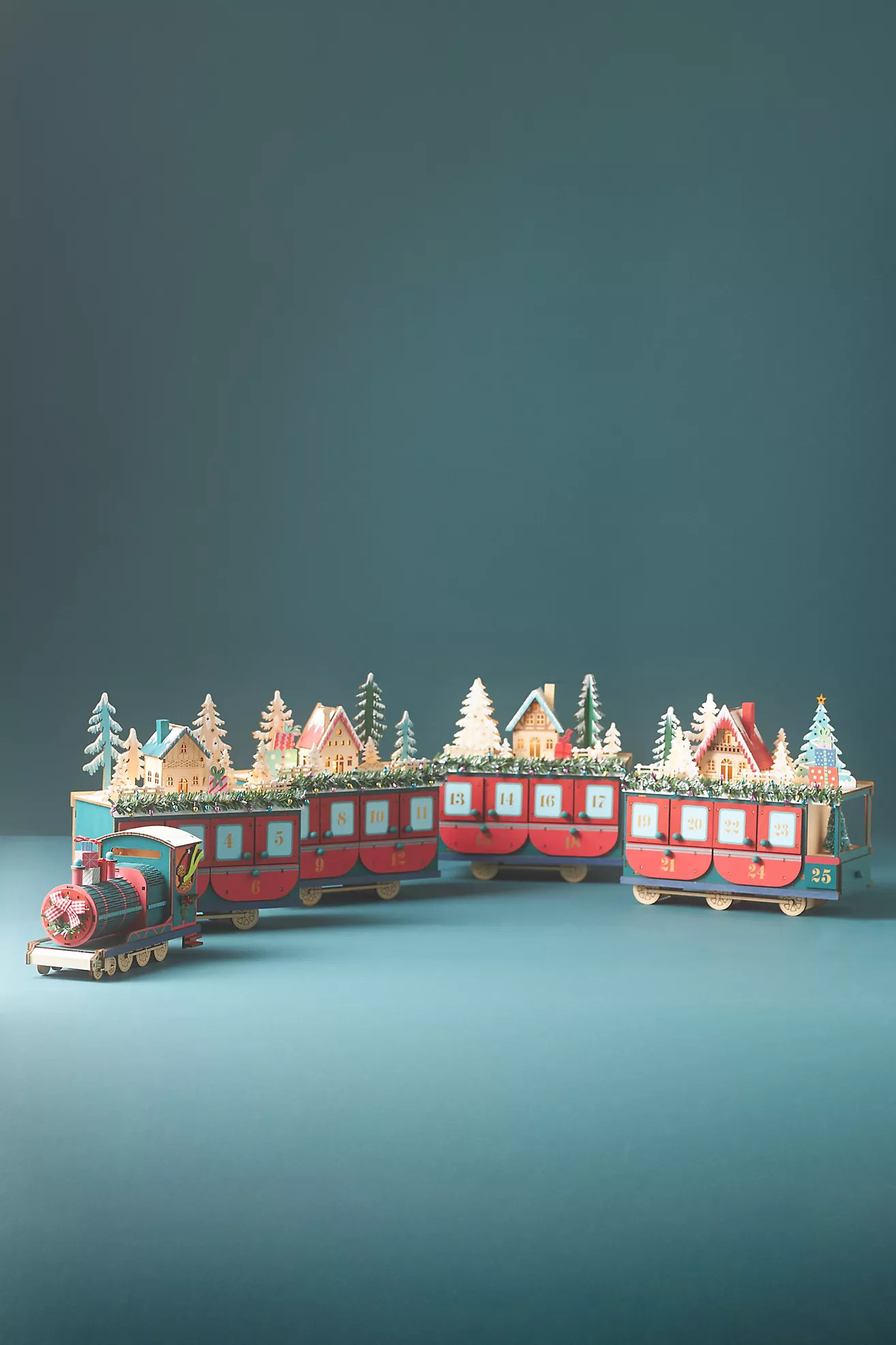 Light-Up Wooden Train Advent Calendar | Anthropologie (US)