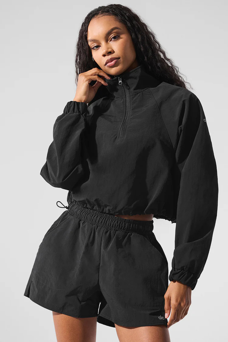 Cropped 1/4 Zip Alumni Pullover - Black | Alo Yoga (US)