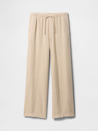 Mid Rise Linen-Blend Pull-On Wide-Leg Pants | Gap Factory