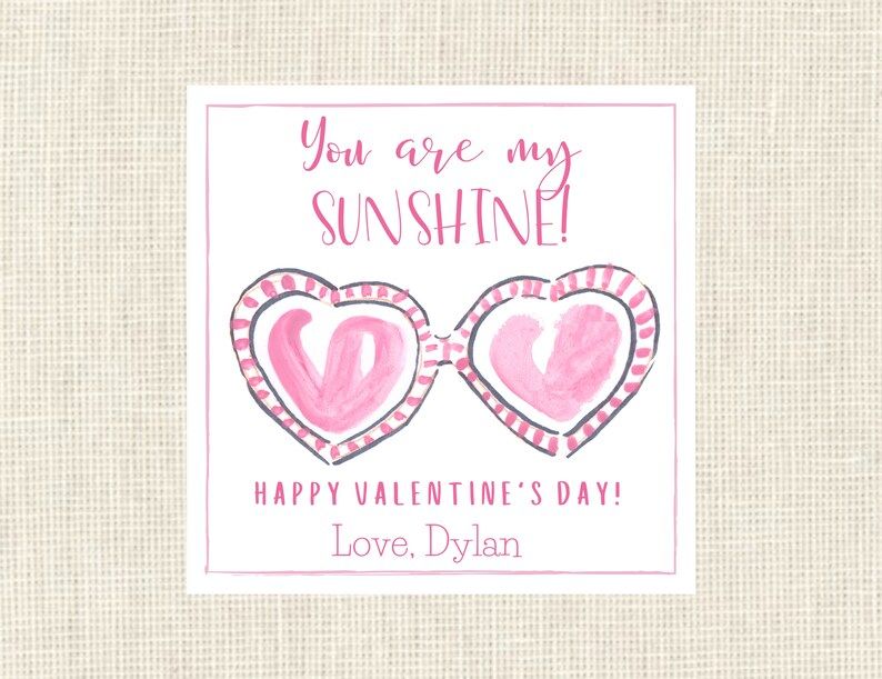 Printed Valentine Girls, "You are my sunshine!" tags or stickers, Set of 25/ Watercolor | Etsy (US)