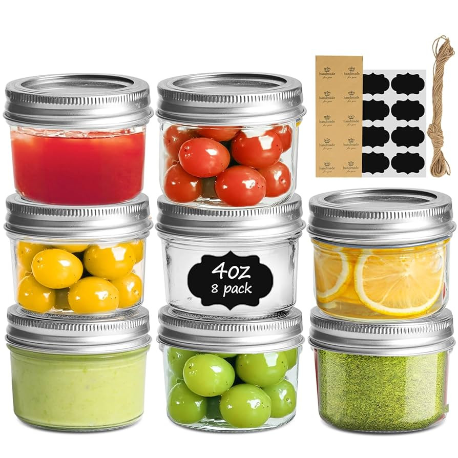 ComSaf Mini Mason Jars 4oz - 8 Pack, Regular Mouth Mason Jar with Lids and Seal Bands, Small Glas... | Amazon (US)