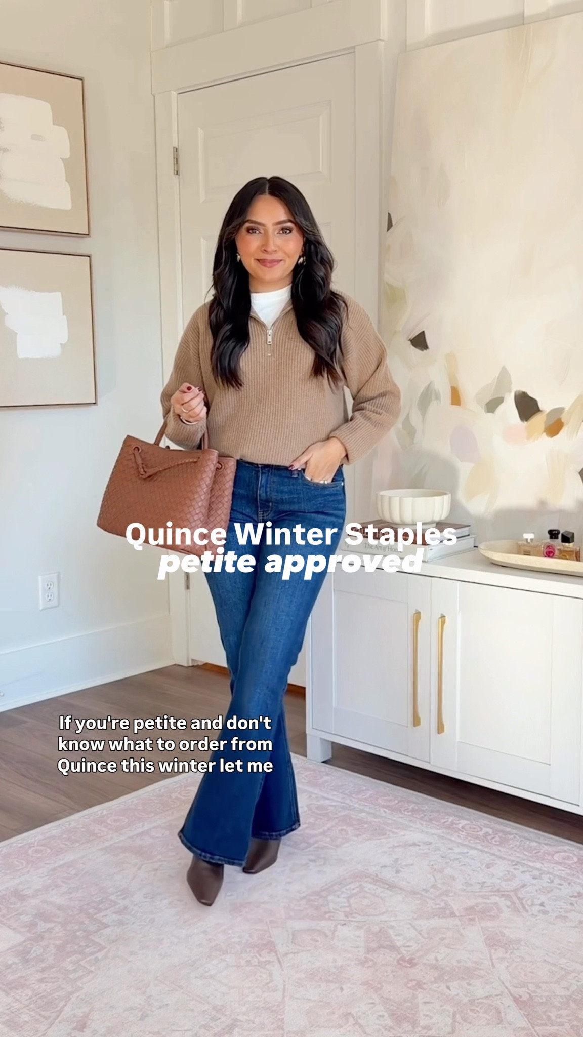 Quince Winter Outfits - Petite Friendly!
For reference: I’m 5’0, 32b bra size, and 2/26 in bottoms, pear shaped. 
*Everything I share is unaltered! TTS means true to size. Between size 5-6.6 in shoes

Black boatneck sweater size xs TTS
Chain belt one size TTS
Black maxi skirt size xs TTS
Black boots size 5.5 TTS

Teak cashmere pullover size xs TTS
White tee size xs TTS
Midnight blue flare jeans size 26, 30” inseam TTS
Dark brown leather boots size xs TTS

Burgundy sweater size xs TTS
Charcoal black straight jeans size 26, 28” inseam TTS
Black belt size small TTS
Black boots size 5.5 TTS

Mocha Heather sweater dress size xs TTS
Chocolate leather boots size 5.5 TTS

Black stripe sweater size xs TTS
Black cropped wide leg jeans size 26, 26” inseam - I have a little room in the waist
Black loafers size 5 TTS



#QuincePartner @onequince

petite winter outfits
Quince winter outfits
petite friendly outfits
winter outfits for petites
elevated winter basics
neutral winter outfits
petite capsule wardrobe
minimalist winter outfits
affordable luxury winter style
petite outfit inspiration
winter layering for petites
classic winter outfits
petite cold weather outfits
everyday winter outfits
timeless winter wardrobe
Rachel Miranda Blog
Honeysweetpetite


Comment SHOP below to receive a DM with the link to this post on my LTK ⬇ https://liketk.it/5GXDU #ltkpetite #ltkootd #ltkfindsunder100

#LTKPetite #LTKFindsUnder50 #LTKFindsUnder100