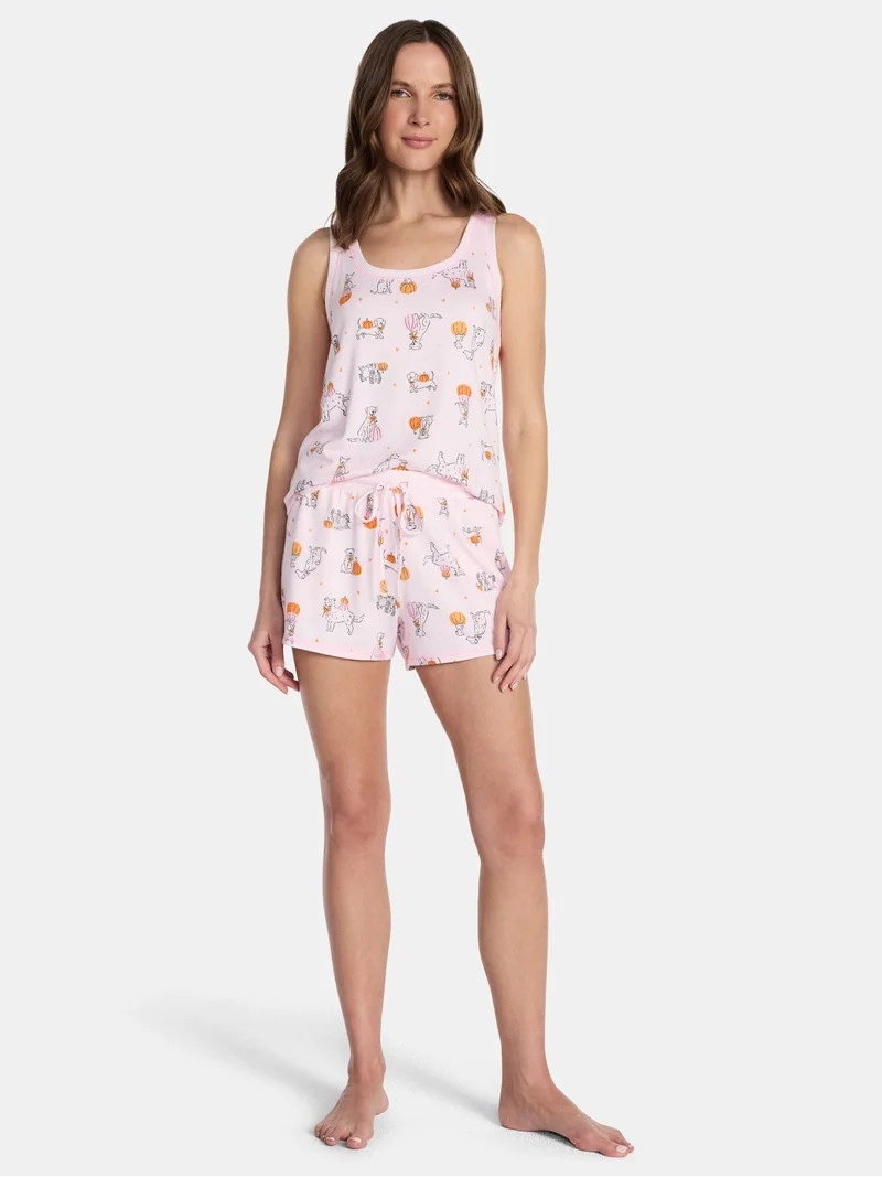 Halloween Women's Hacci Knit Tank Top and Shorts Pajama Set from Way to Celebrate, 2-Piece, Sizes... | Walmart (US)