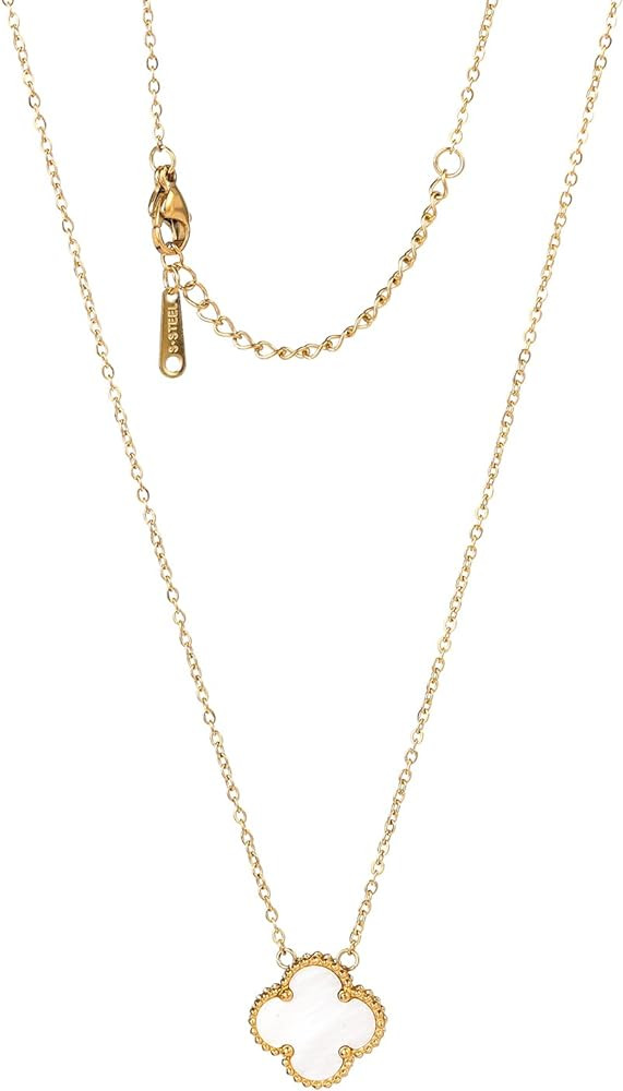 POLYREAL Lucky Clover Necklace For Women Girls, 18K Gold Plated Cute Fashion Simple Girls Titaniu... | Amazon (CA)