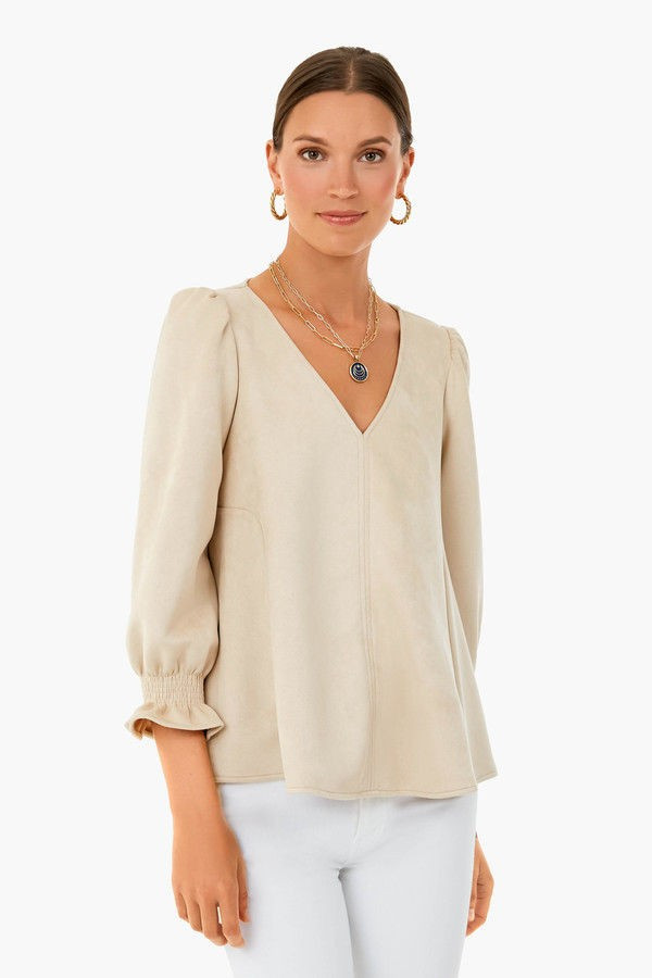 Bone Suede Easton Blouse | Tuckernuck (US)